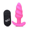 21X Remote Control Vibrating Silicone Swirl Butt Plug - Pink